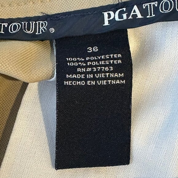 PGA Tour Mens Khaki Golf Shorts Size 36 Polyester Lightweight Relaxed Fit Golf - Picture 5 of 7